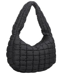 Puffy Quilted Nylon Shoulder bag NQ131 BLACK